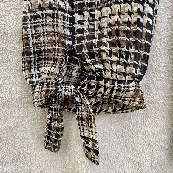 Roz & Ali XL womens long sleeve blouse, black, brown and gold  Bell Sleeve UEC - Picture 4 of 8